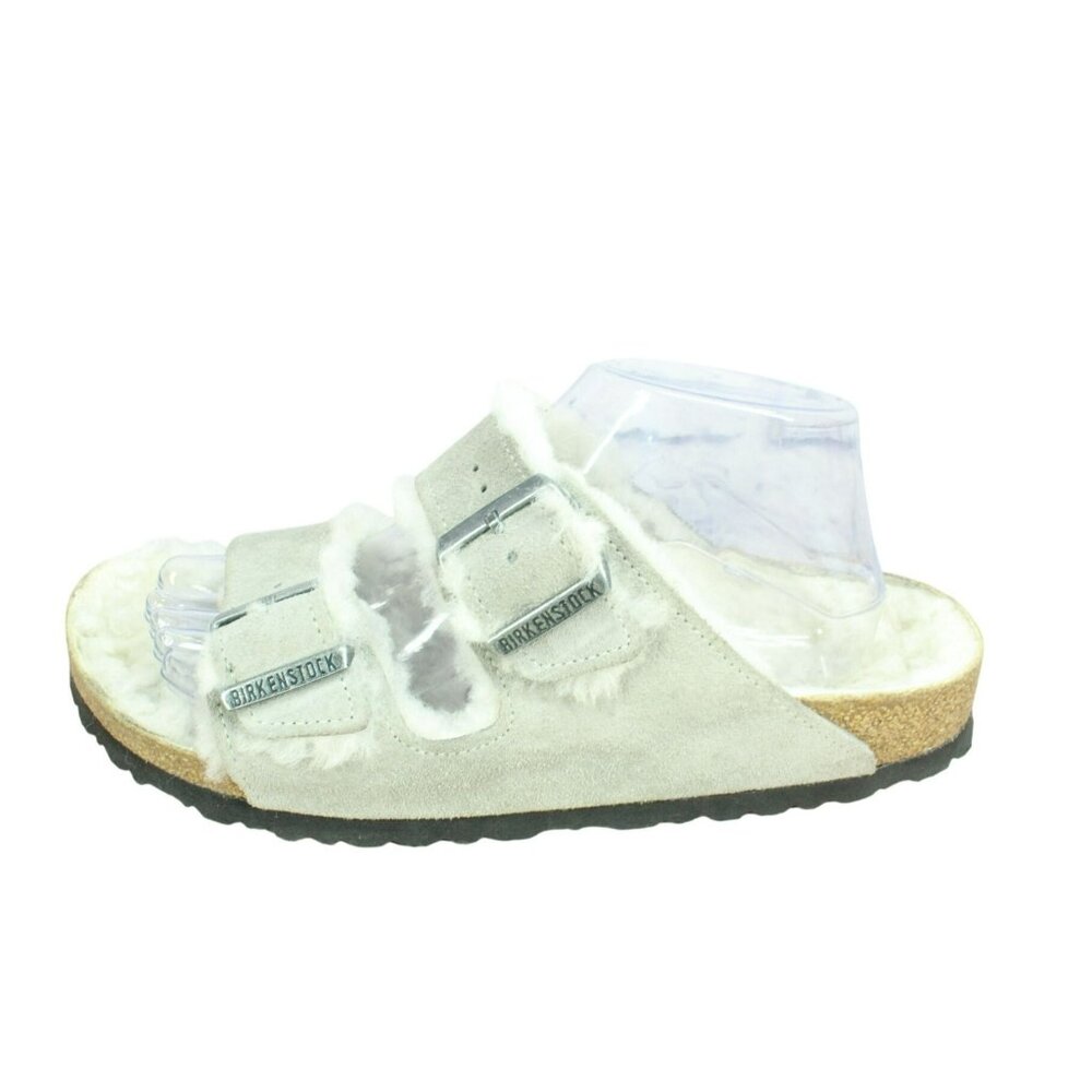 Birkenstock Arizona Unisex Gray Suede Shearling Lined Slip On Sandals Size 11